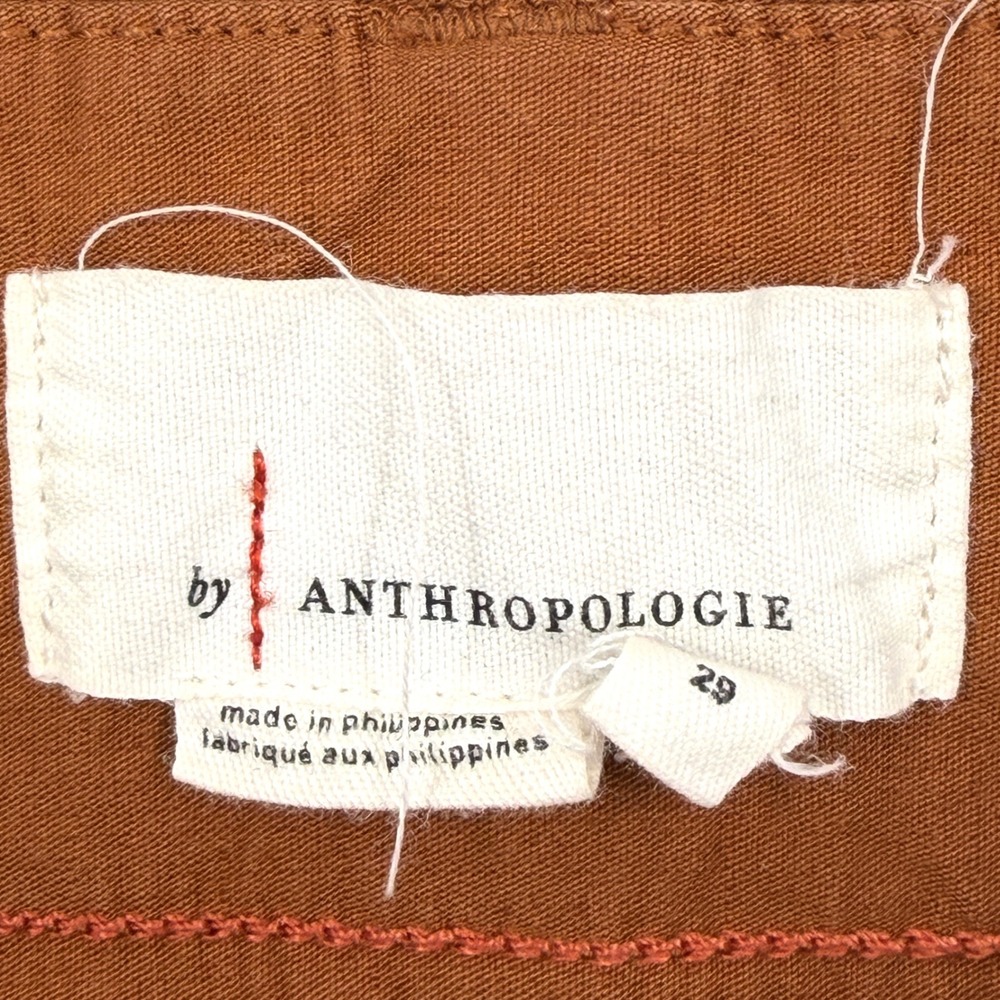 Anthropologie Megan Cargo Utility Shorts Brown High Rise Linen Blend Pockets 29 - Picture 3 of 14